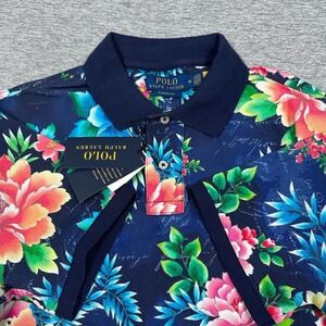 Polo Ralph Lauren Polo Shirt Mens Medium Blue Floral Classic Tropical Preppy NEW
